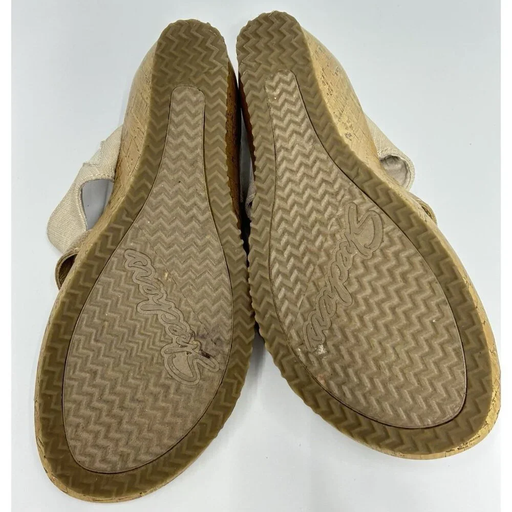 SKECHERS Cali Beverlee Sail Away Wedge Sandals Size 8 Beige Luxe Foam Slip On